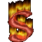 A flaming letter S.