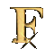 A metallic letter F.