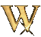 A metallic letter W.
