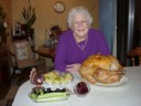 photo of my Mom and 20 lb turkey