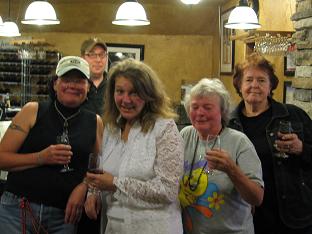 photo of Cindy Rogers, Denise, Ginger Lear, and Sharon Baines at the Rusty Grape vineyard
