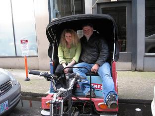 photo of us sitting in the pedicab
