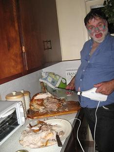 photo of Kevin carving the turkey